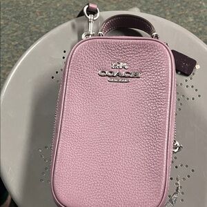 Coach Eva phone crossbody in purple sliver hardware